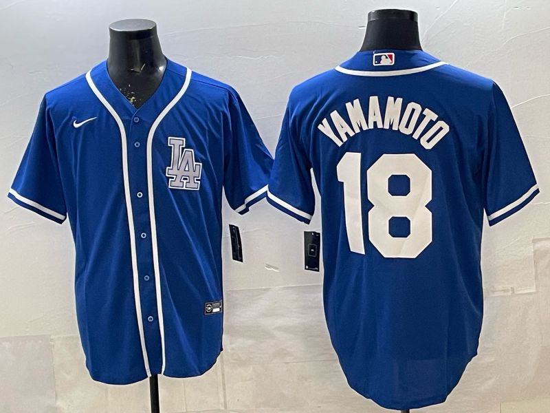 Men 2026 Nike Los Angeles Dodgers #18 Yamamoto Blue Game MLB Jersey 03